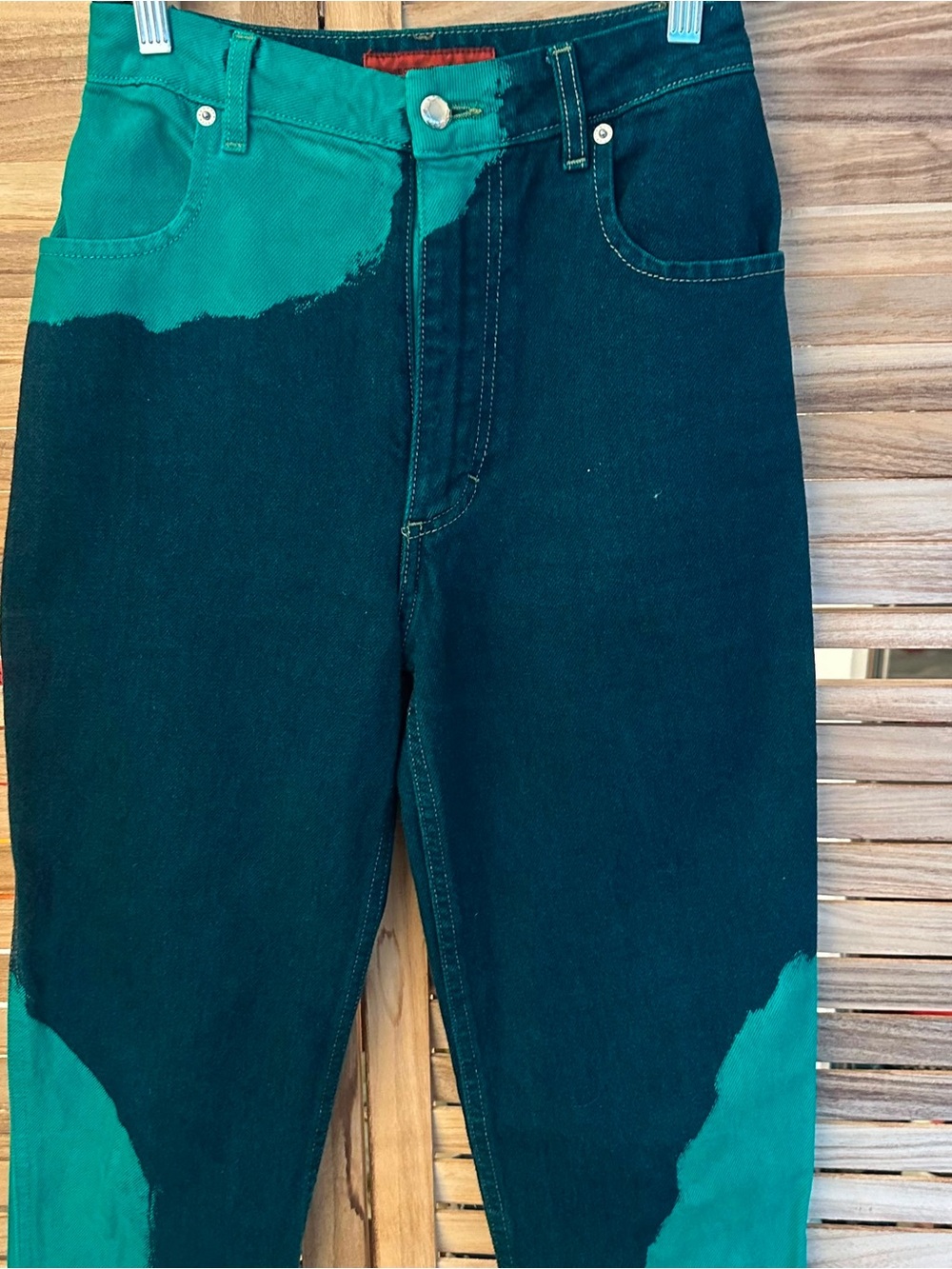 ECKHAUS LATTA blue green straight leg pants size 26 - Picture 5 of 5